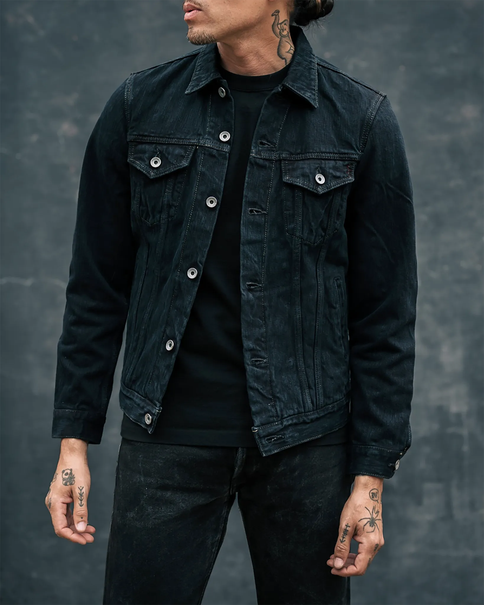 16oz Slubby Selvedge Denim Type III Jacket - Indigo Overdyed Black