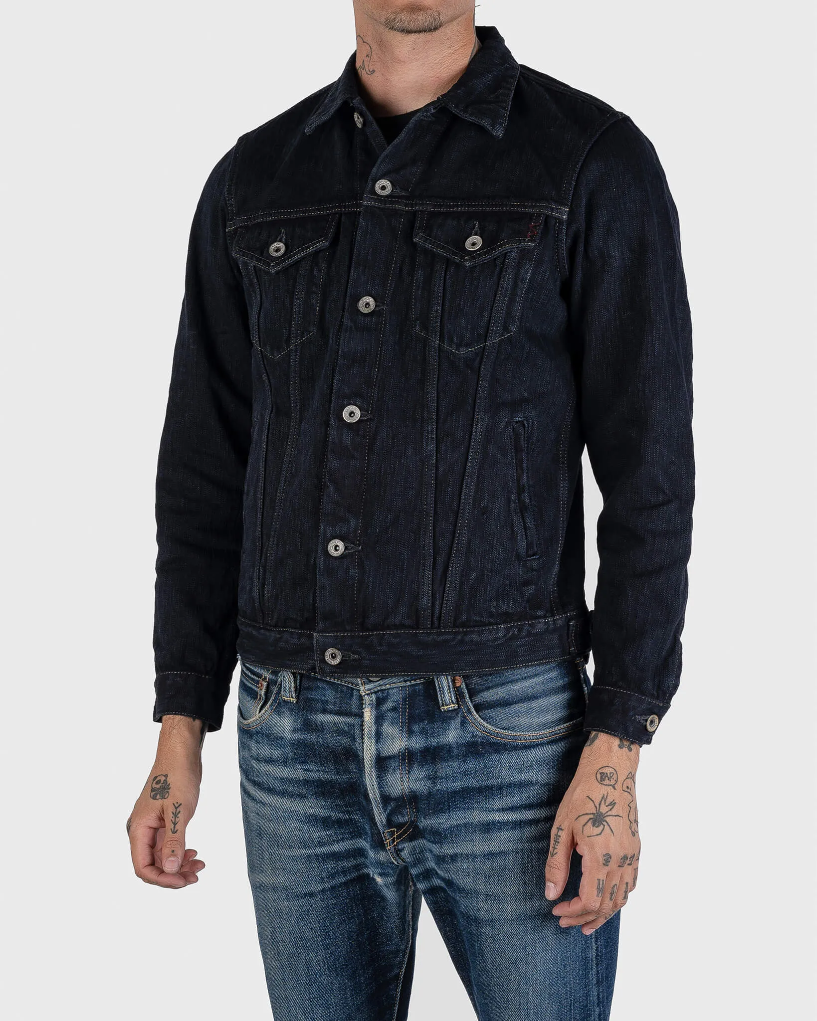 16oz Slubby Selvedge Denim Type III Jacket - Indigo Overdyed Black
