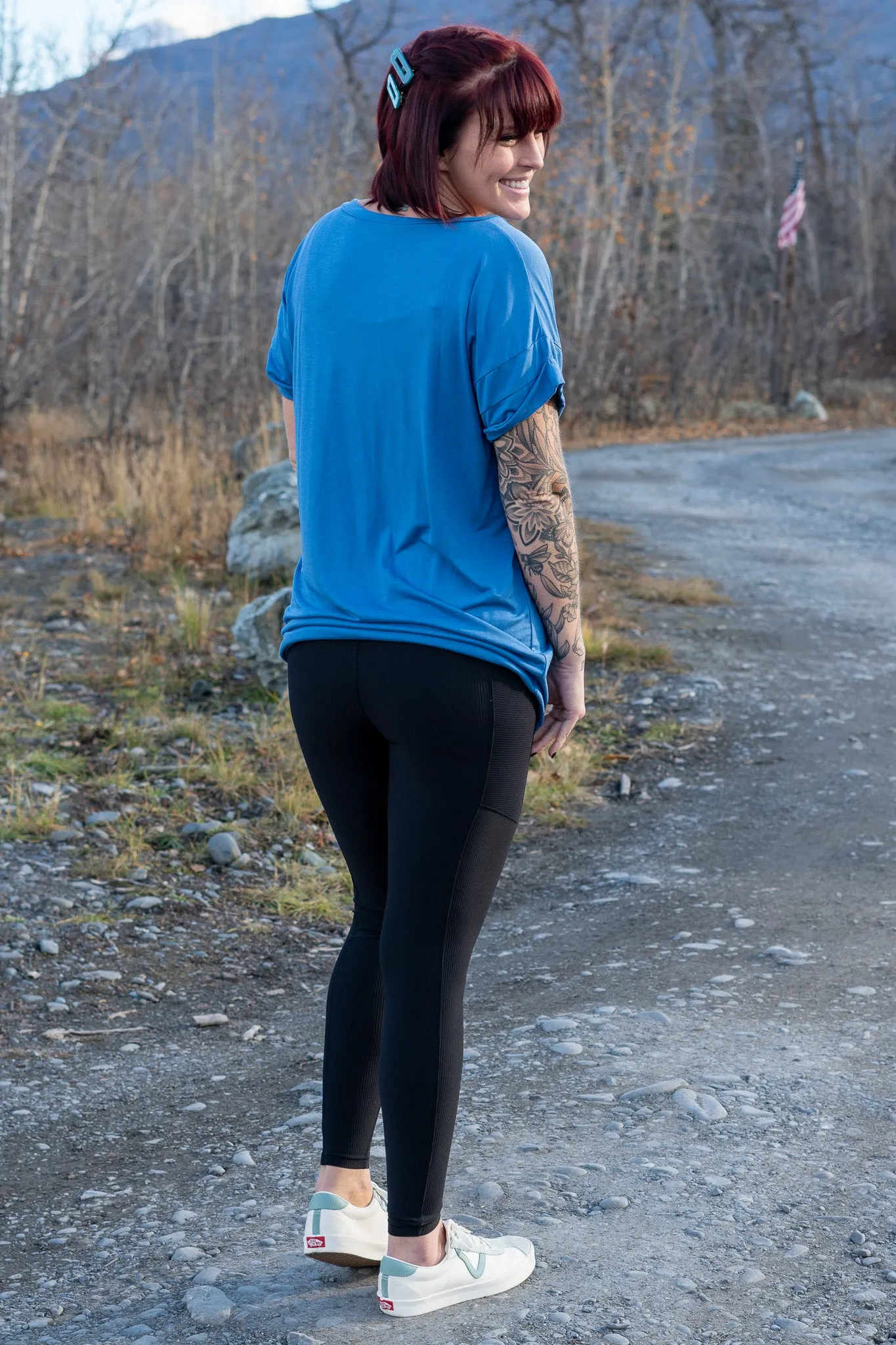 Absolutely Basic V-Neck Top in Azure