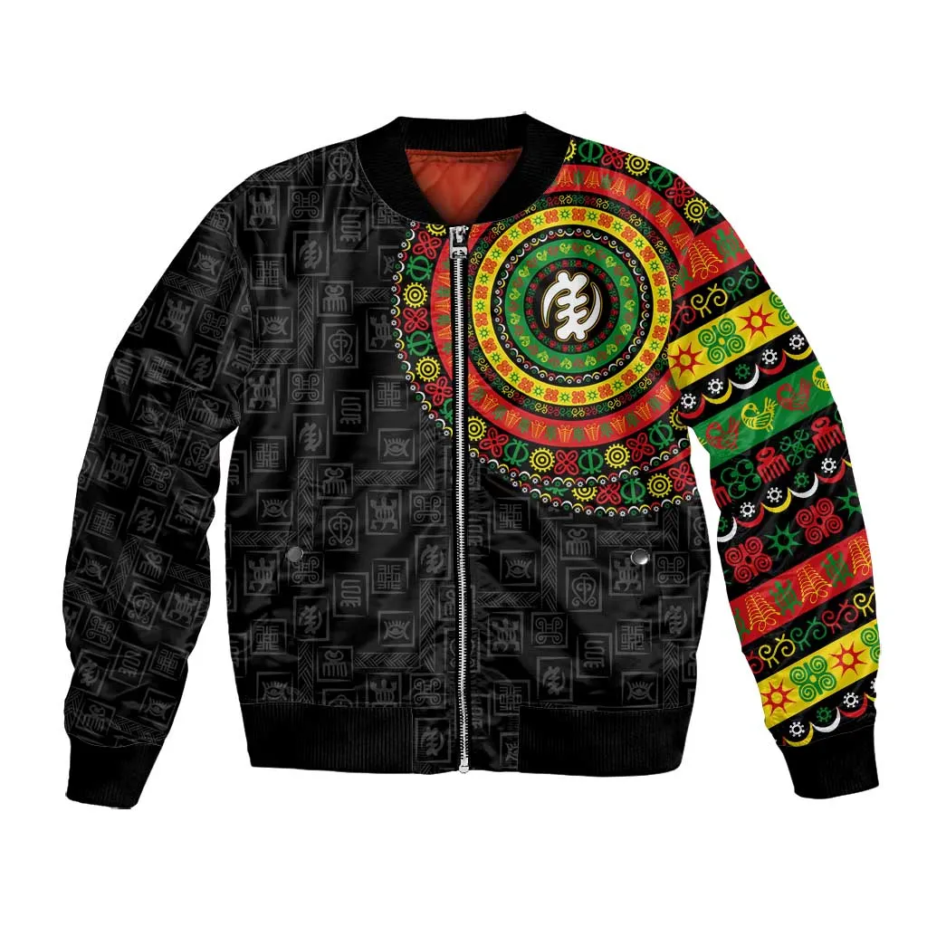 Adinkra Symbols Bomber Jacket African Culture DT02