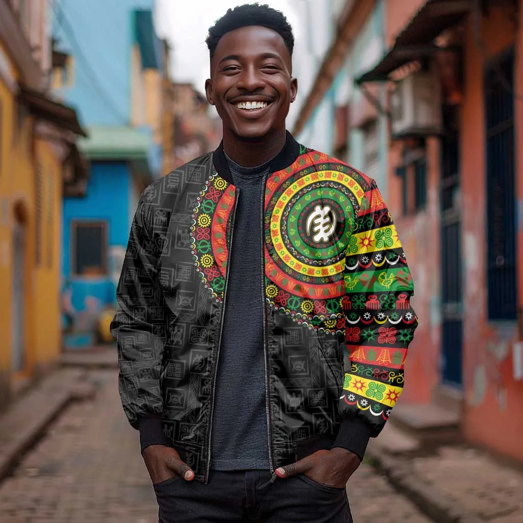 Adinkra Symbols Bomber Jacket African Culture DT02