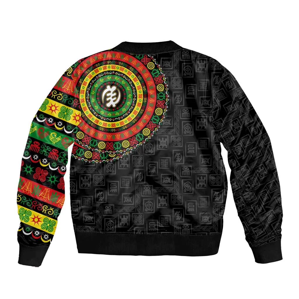 Adinkra Symbols Bomber Jacket African Culture DT02