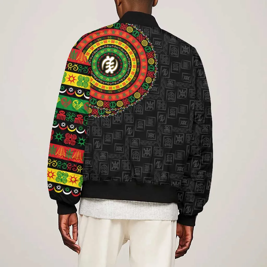 Adinkra Symbols Bomber Jacket African Culture DT02