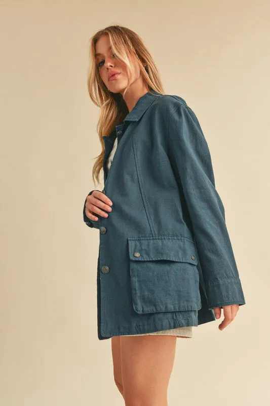 Aemi   Co Seam Detail Button Up Jacket with Pockets