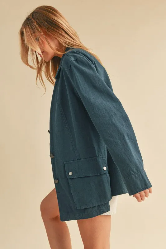 Aemi   Co Seam Detail Button Up Jacket with Pockets