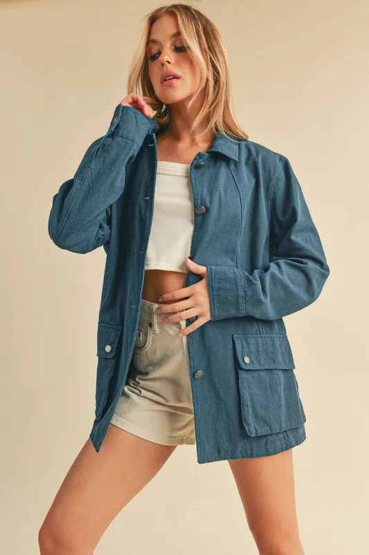 Aemi   Co Seam Detail Button Up Jacket with Pockets