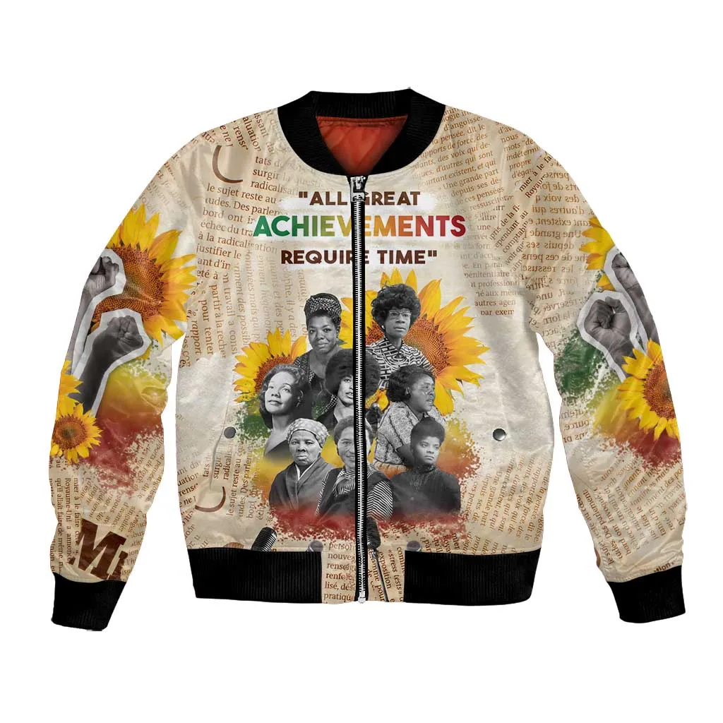 African Achievements Bomber Jacket Civil Rights Female Leaders Sunflower DT04