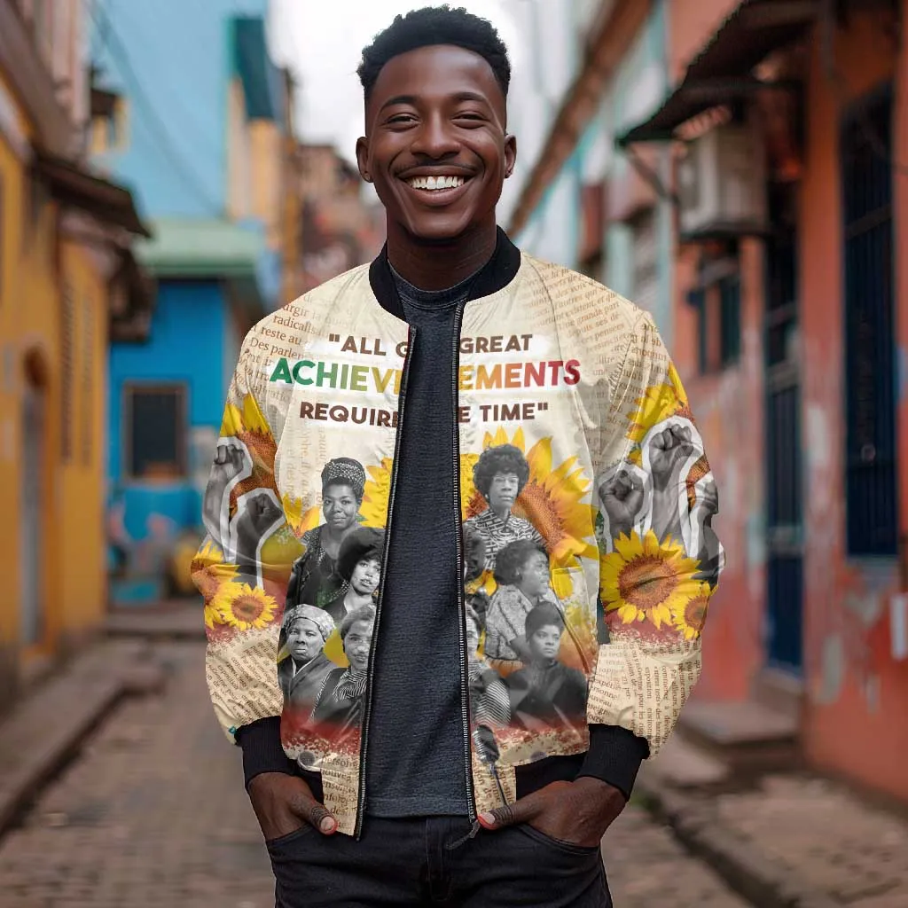 African Achievements Bomber Jacket Civil Rights Female Leaders Sunflower DT04