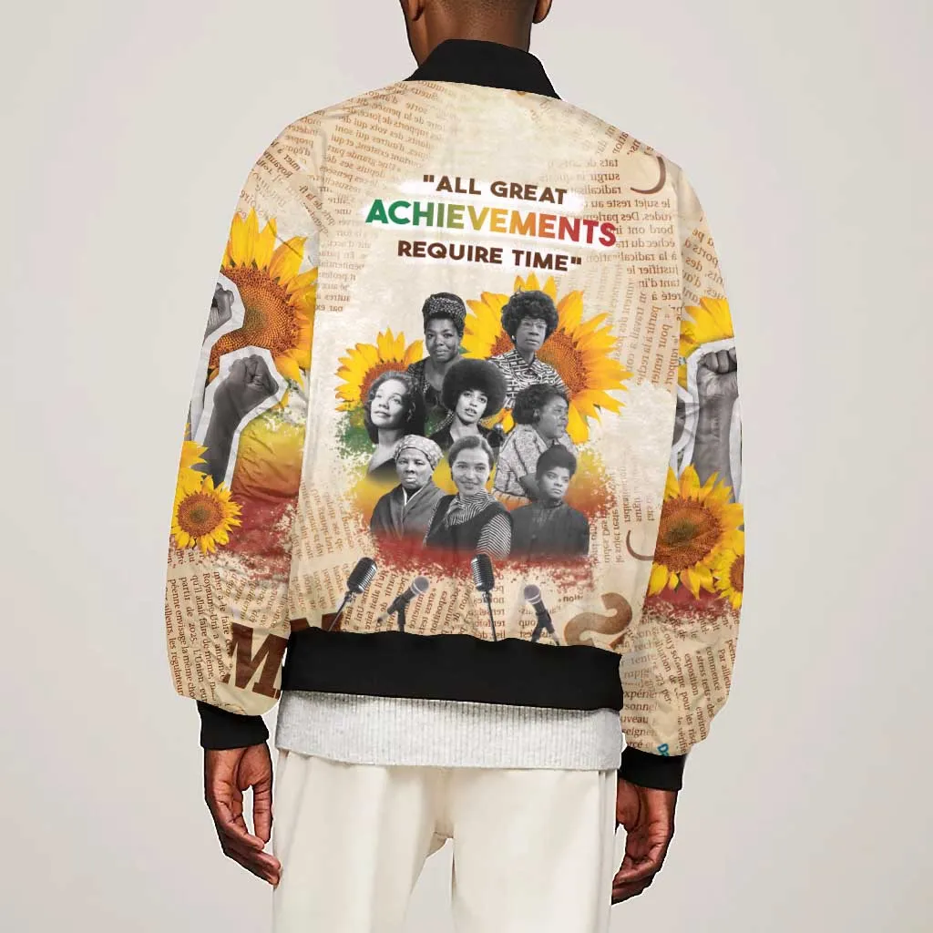African Achievements Bomber Jacket Civil Rights Female Leaders Sunflower DT04