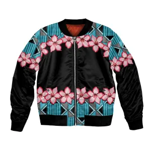 African Adenium Multiflorum Flowers Bomber Jacket with Kente Style LT9