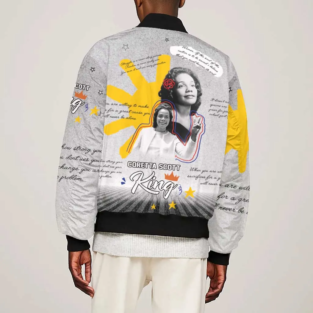 African American Coretta Scott King Bomber Jacket Honoring The Legacy Hand Draw Style DT04