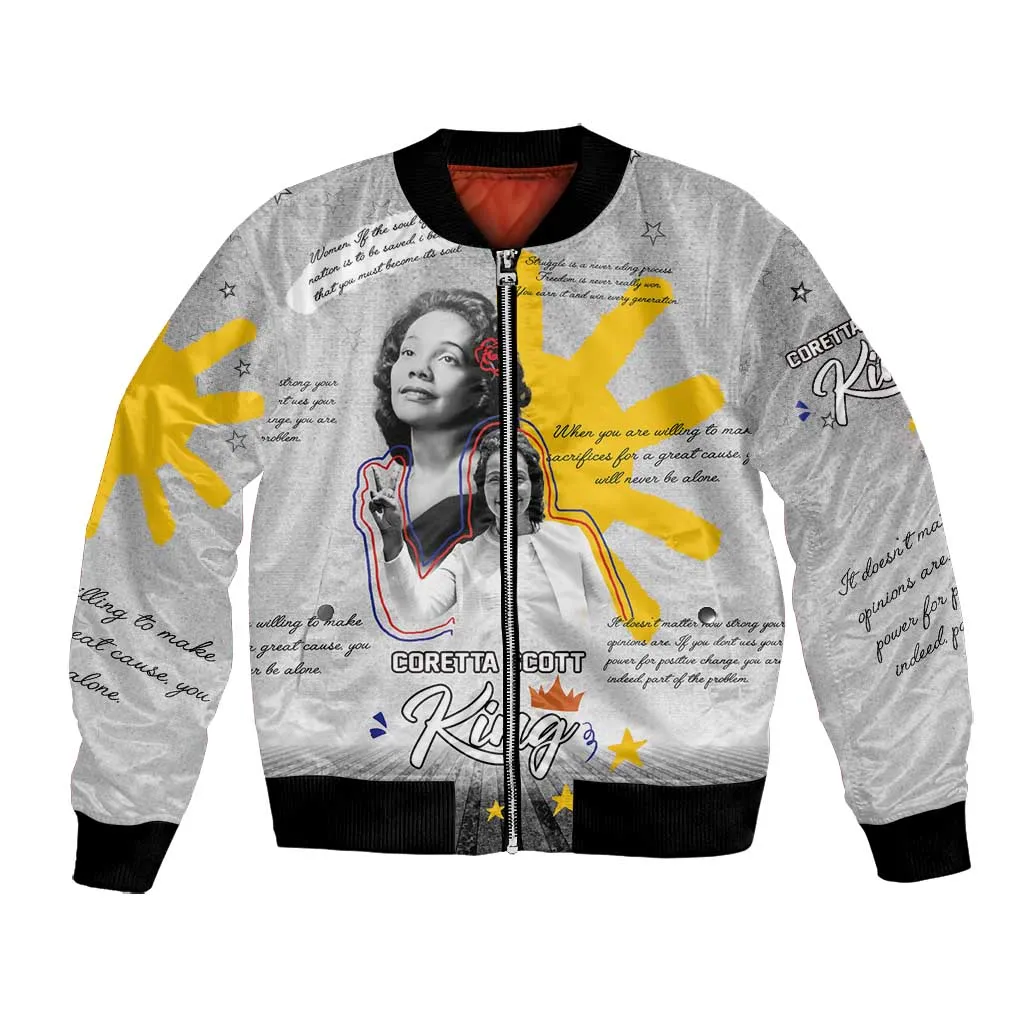 African American Coretta Scott King Bomber Jacket Honoring The Legacy Hand Draw Style DT04