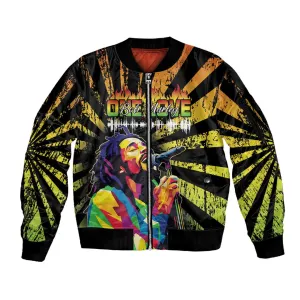 Afro-American Reggae Legend Bob Sleeve Zip Bomber Jacket One Love - Grunge Style LT15