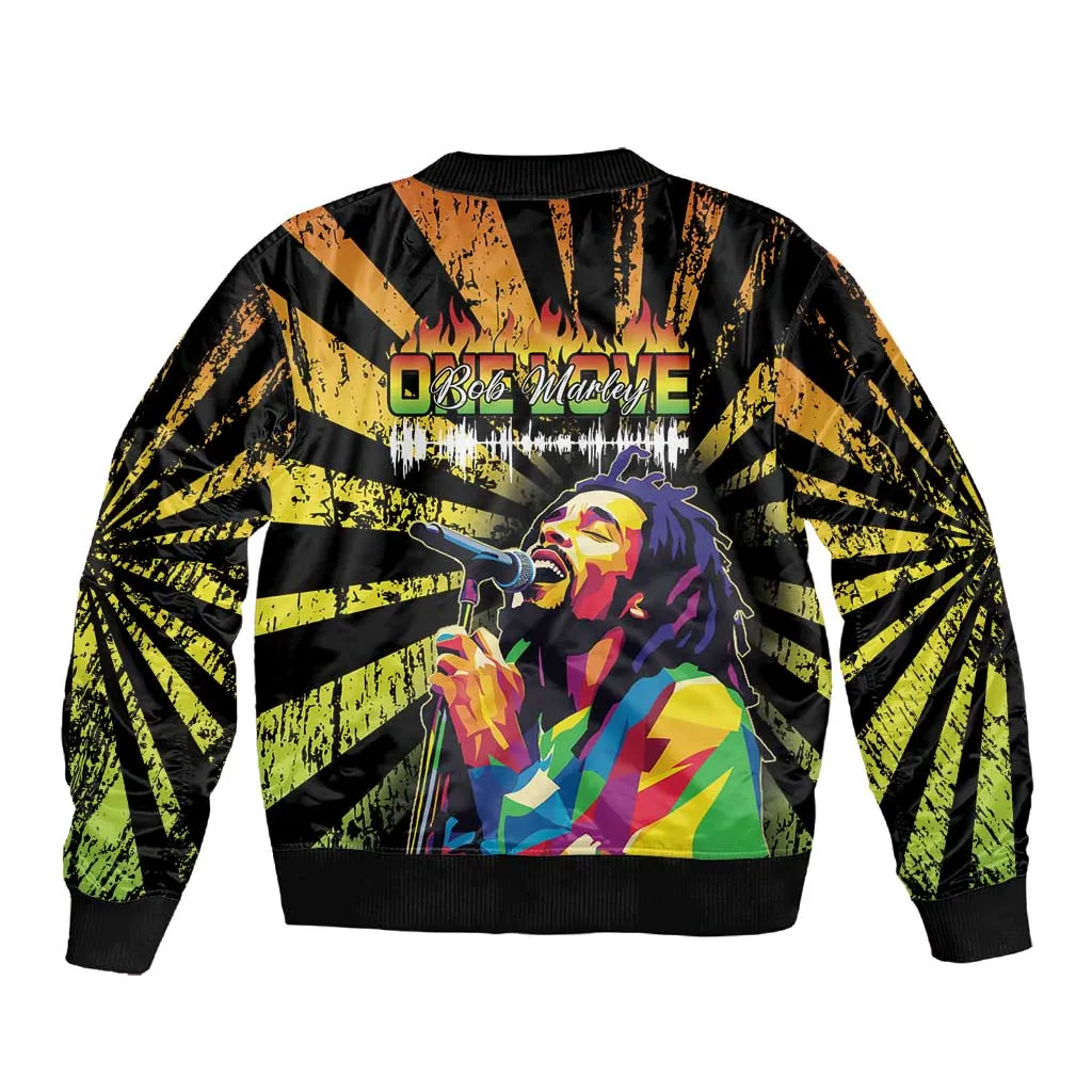 Afro-American Reggae Legend Bob Sleeve Zip Bomber Jacket One Love - Grunge Style LT15