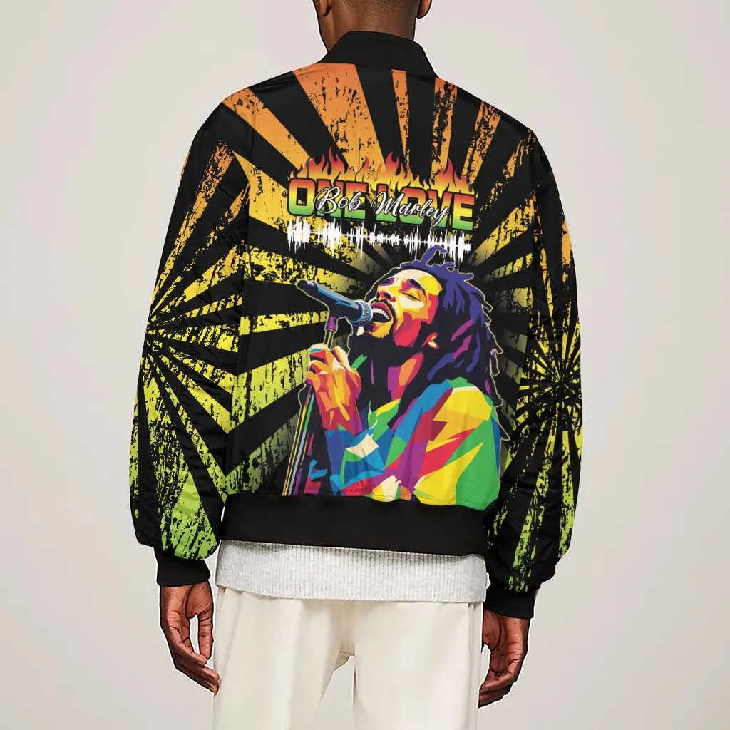 Afro-American Reggae Legend Bob Sleeve Zip Bomber Jacket One Love - Grunge Style LT15