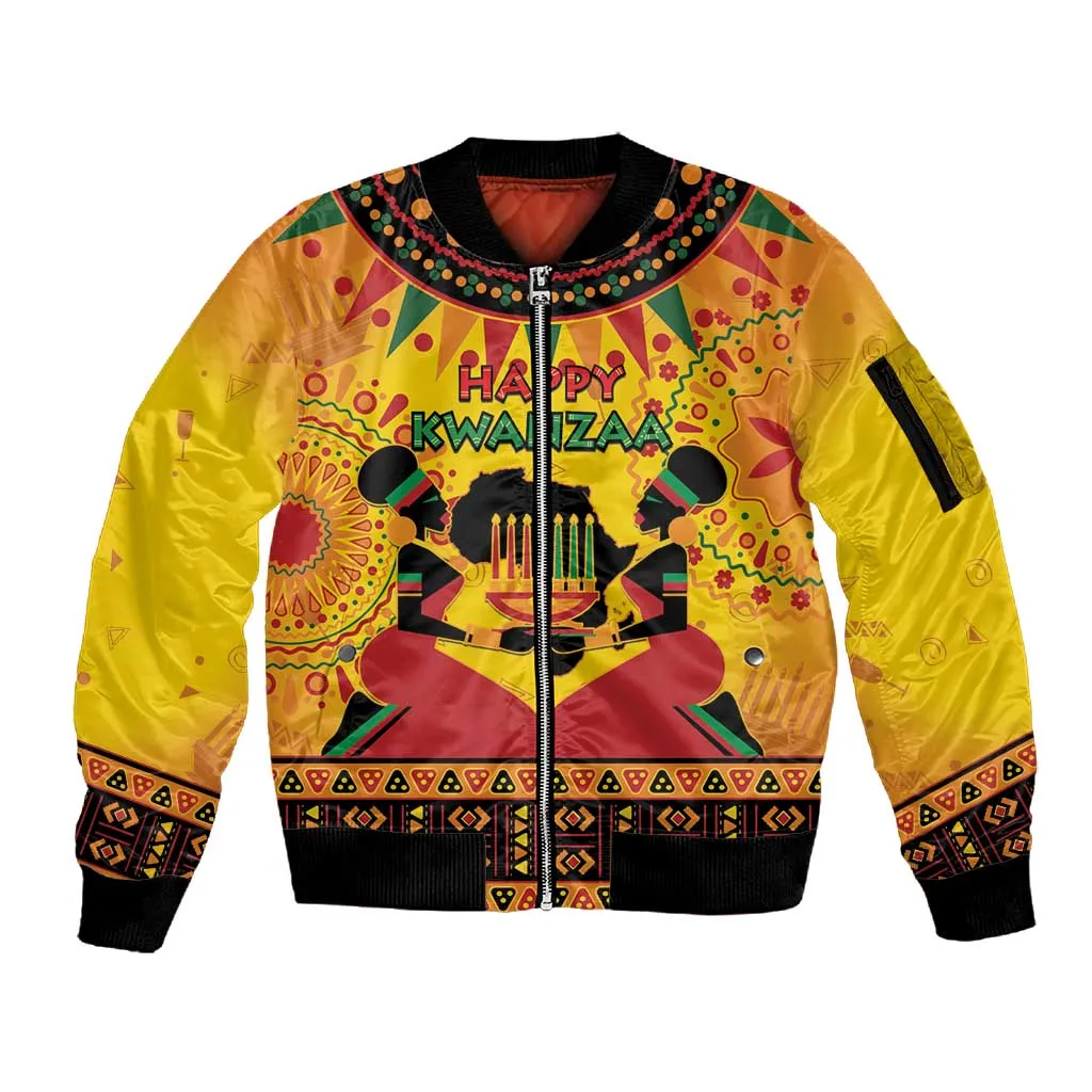 Afro-Americans Kwanzaa Sleeve Zip Bomber Jacket African Pattern LT15