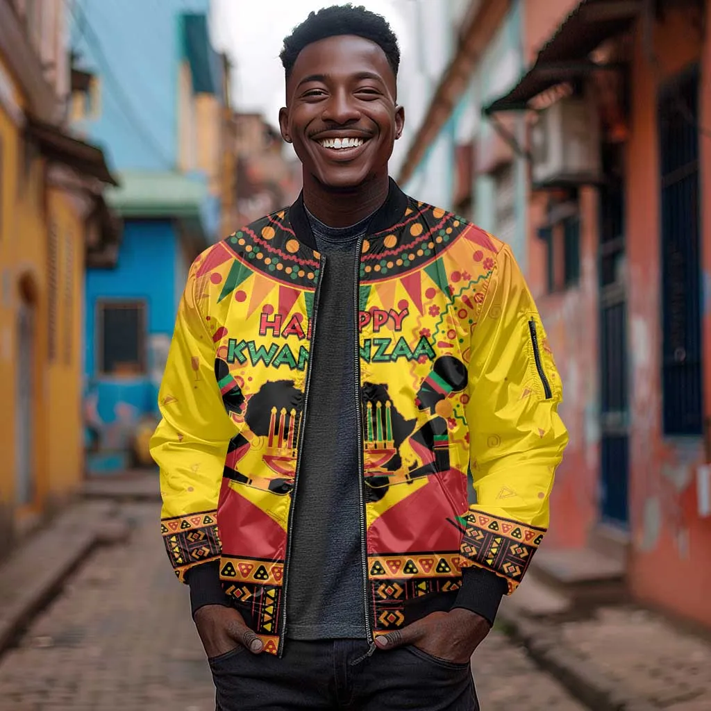 Afro-Americans Kwanzaa Sleeve Zip Bomber Jacket African Pattern LT15