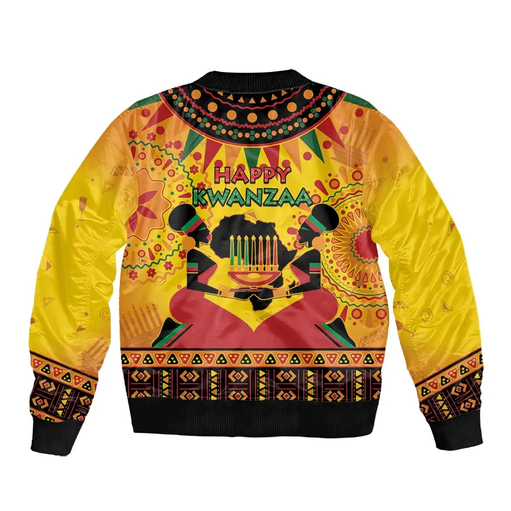 Afro-Americans Kwanzaa Sleeve Zip Bomber Jacket African Pattern LT15