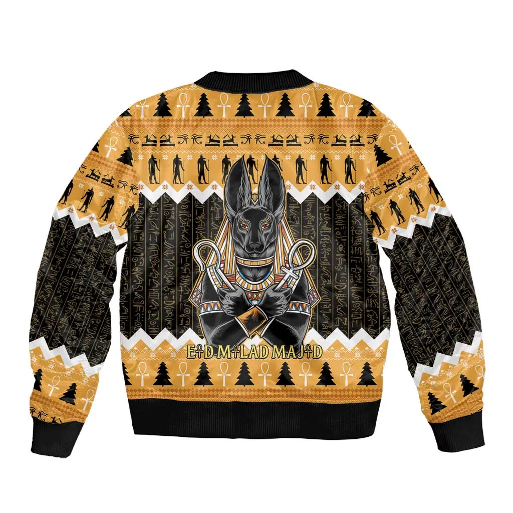 Afro Ancient Egyptian Sleeve Zip Bomber Jacket Anubis - Merry Christmas LT15