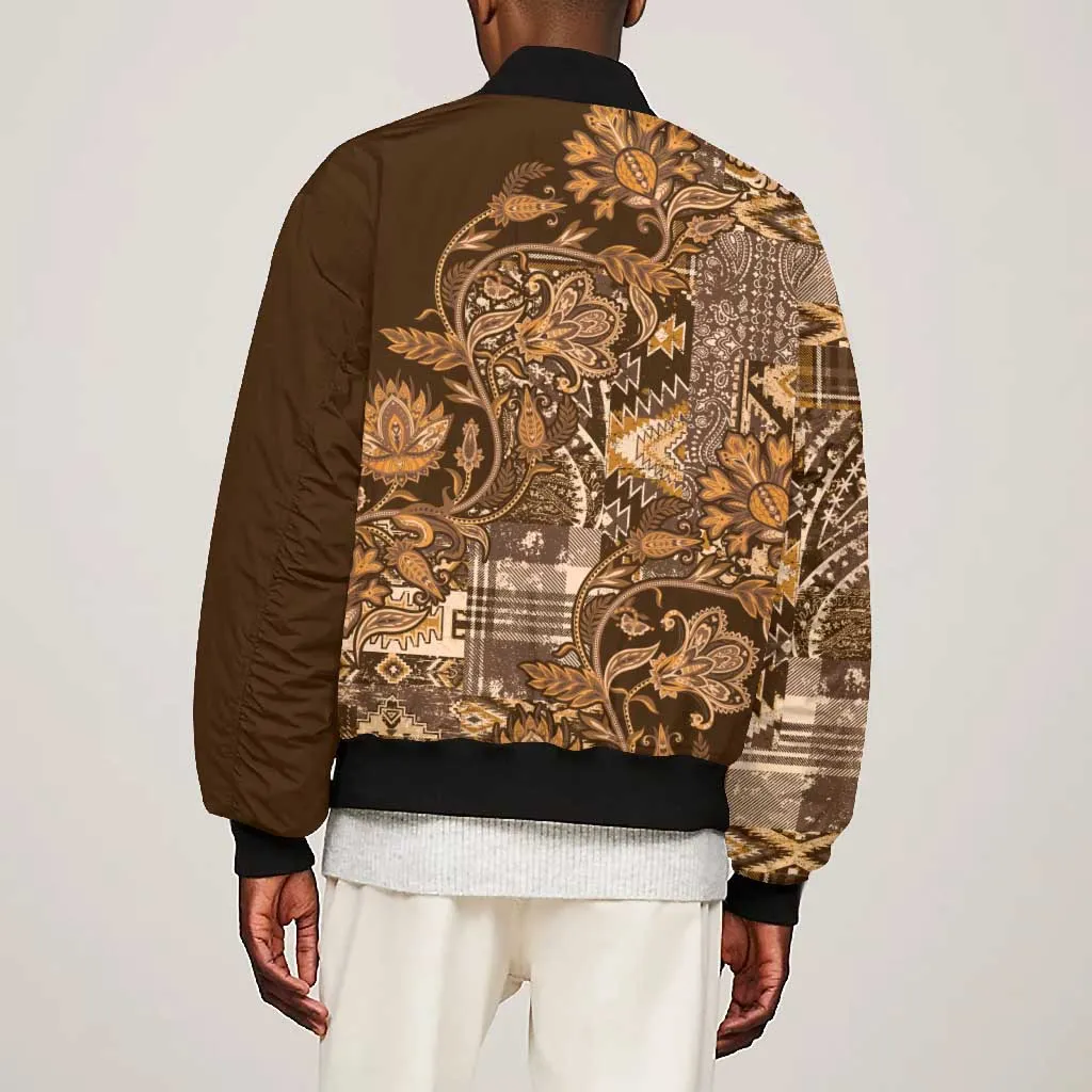 Afro Floral mix Maasai Shuka Bomber Jacket Gold Moitf LT9