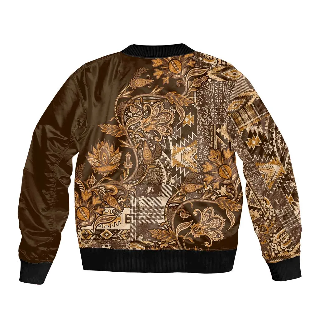Afro Floral mix Maasai Shuka Bomber Jacket Gold Moitf LT9