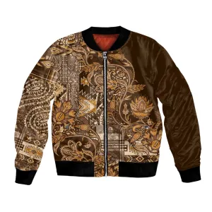 Afro Floral mix Maasai Shuka Bomber Jacket Gold Moitf LT9