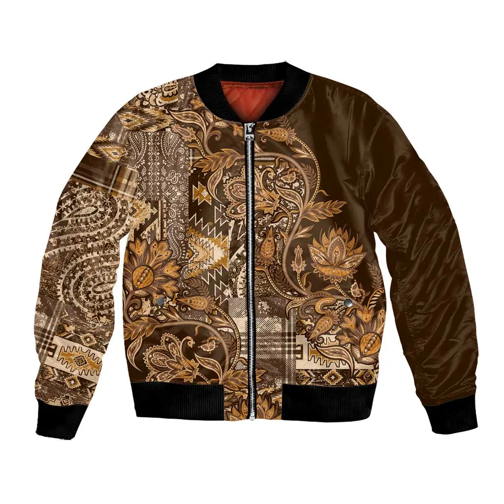 Afro Floral mix Maasai Shuka Bomber Jacket Gold Moitf LT9