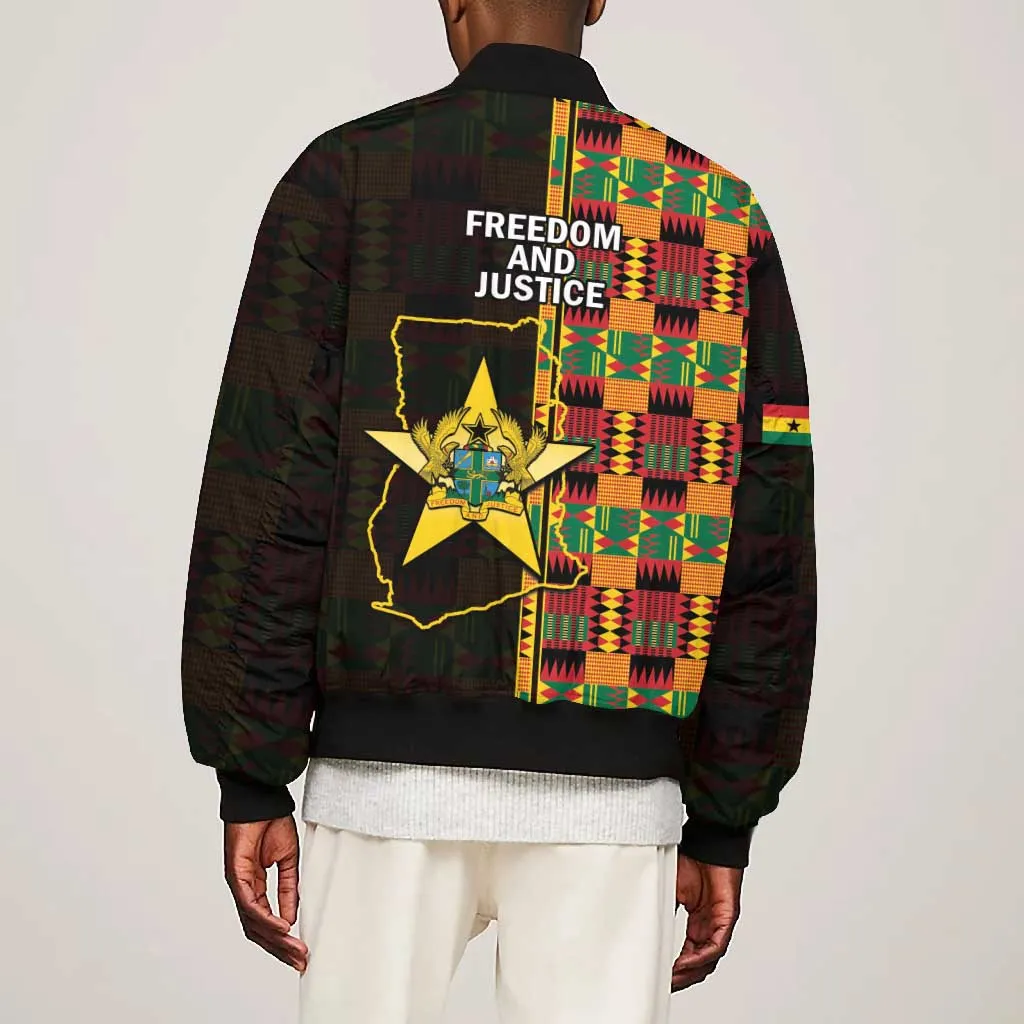 Afro Ghana Independence Day Bomber Jacket Ghanaian 1957 Kente Pattern LT14