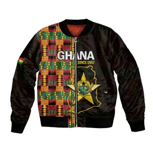 Afro Ghana Independence Day Bomber Jacket Ghanaian 1957 Kente Pattern LT14