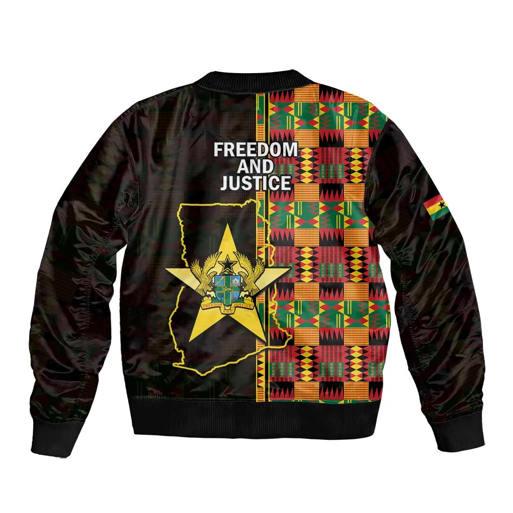 Afro Ghana Independence Day Bomber Jacket Ghanaian 1957 Kente Pattern LT14