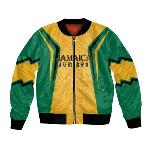 Afro-Jamaica Custom Bomber Jacket Golden Ethnic Motifs LT7