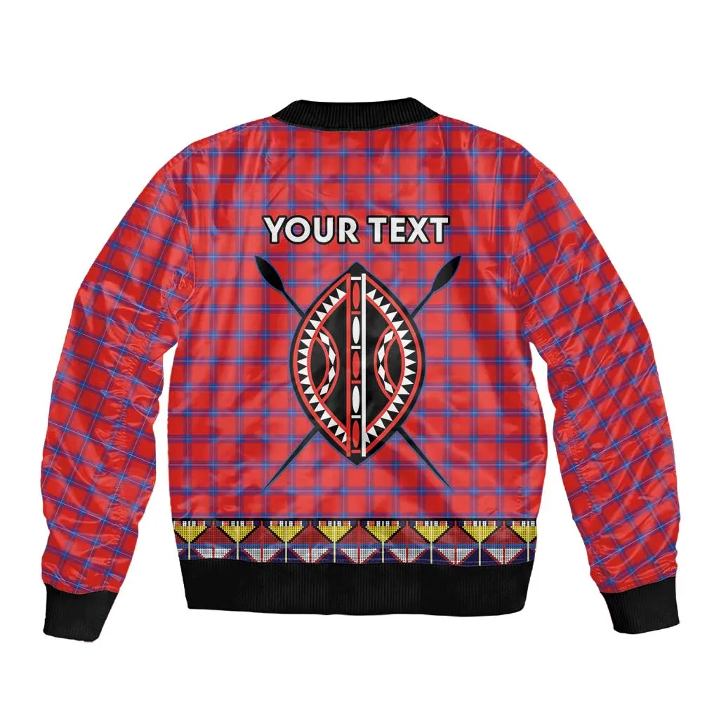 Afro Kenya Maasai Shuka Personalized Sleeve Zip Bomber Jacket Maasai Shield Mix Dashiki LT15