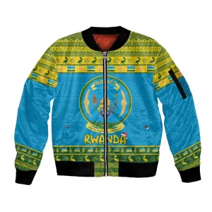 Afro Rwanda Christmas Sleeve Zip Bomber Jacket Noheli Nziza Coat Of Arms - African Pattern LT15