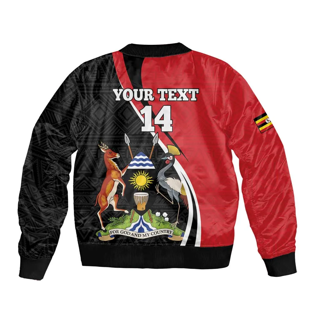 Afro Uganda Rugby Custom Bomber Jacket Go Cranes - African Pattern LT14