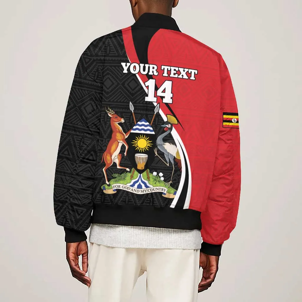 Afro Uganda Rugby Custom Bomber Jacket Go Cranes - African Pattern LT14