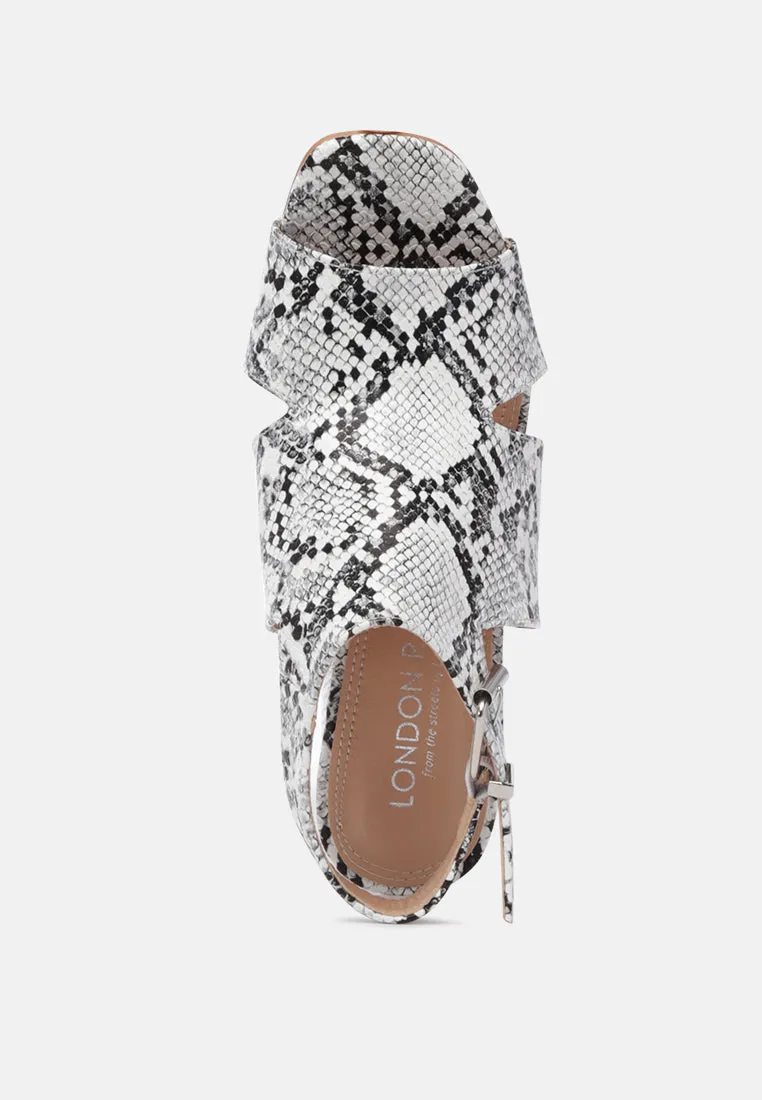 alda print block heel sandals