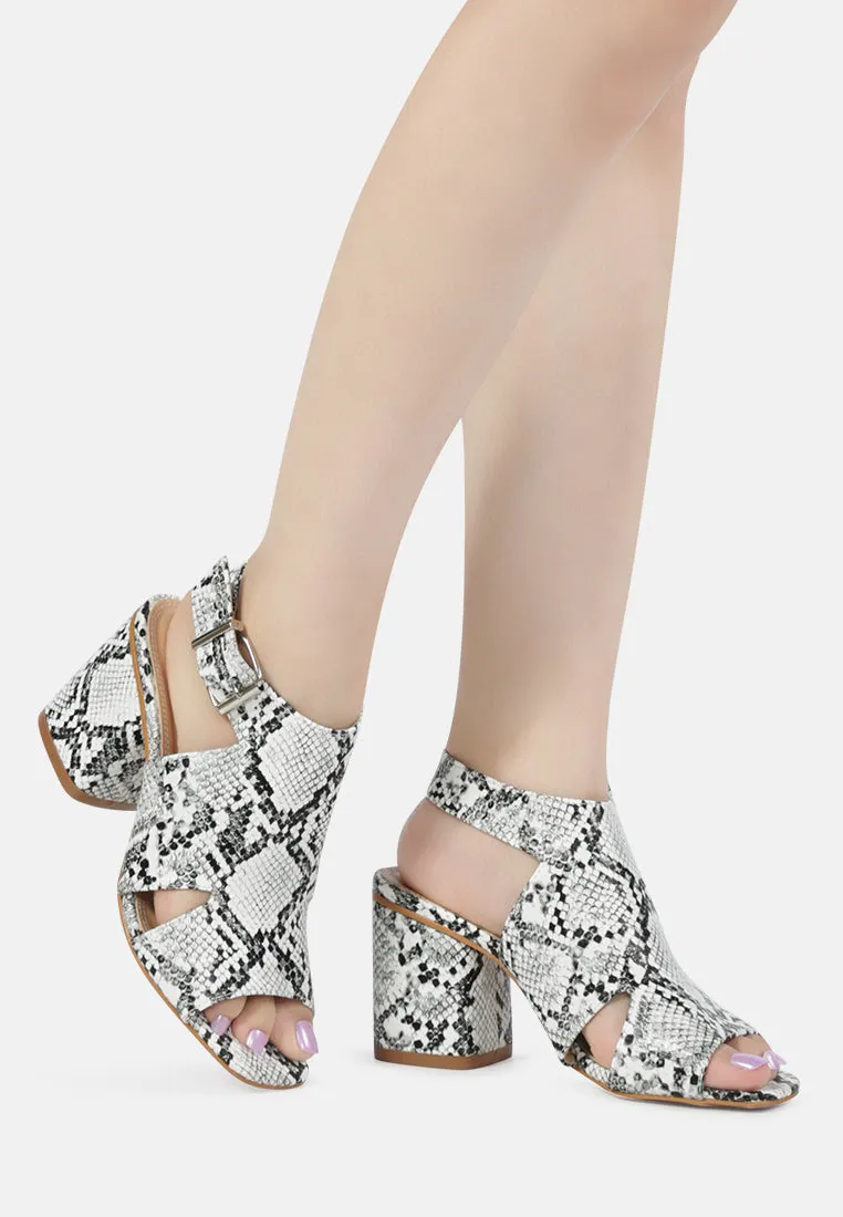 alda print block heel sandals