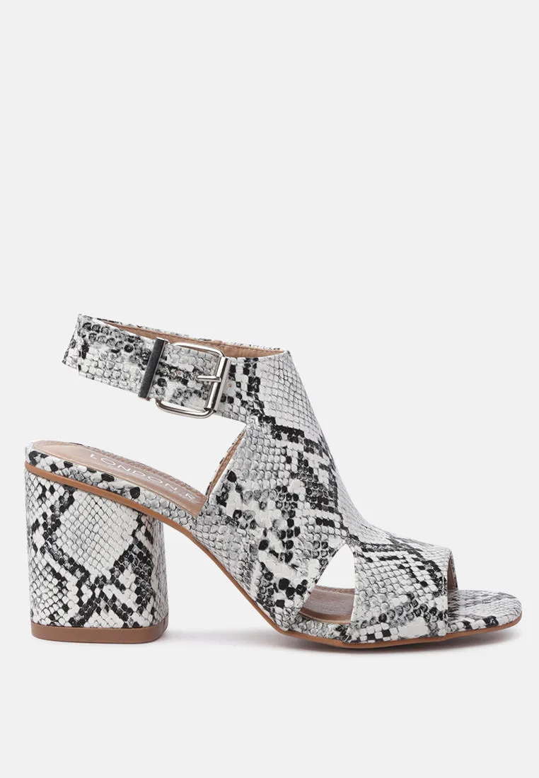 alda print block heel sandals