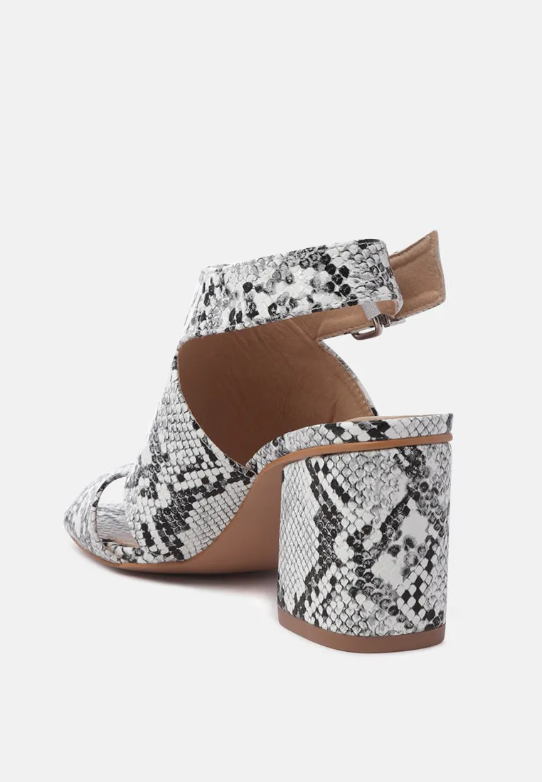 alda print block heel sandals