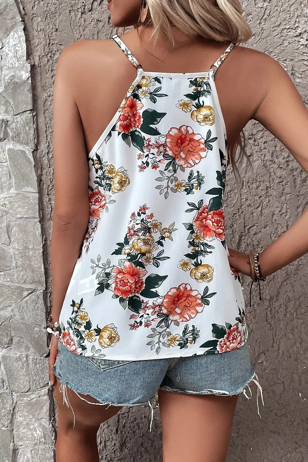 Andrea Lace Detail Printed V-Neck Cami - Online Exclusive