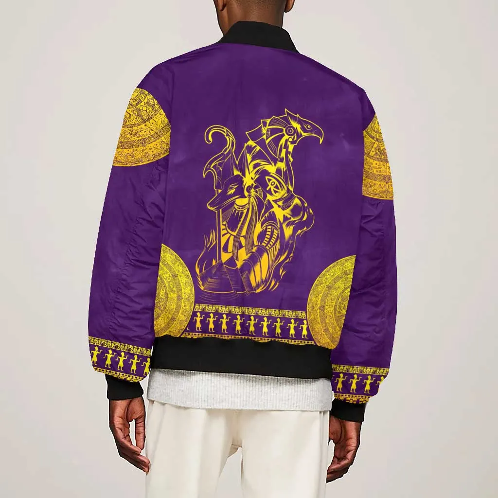 Anubis and Horus Bomber Jacket Egyptian God Purple DT02