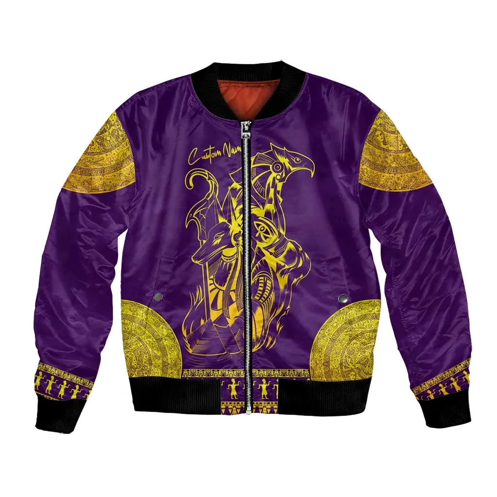 Anubis and Horus Bomber Jacket Egyptian God Purple DT02