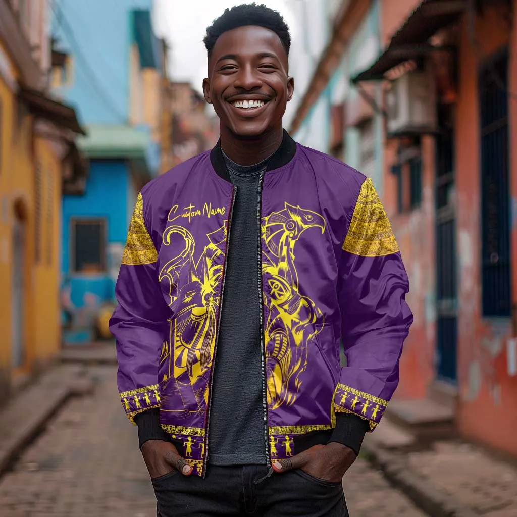 Anubis and Horus Bomber Jacket Egyptian God Purple DT02