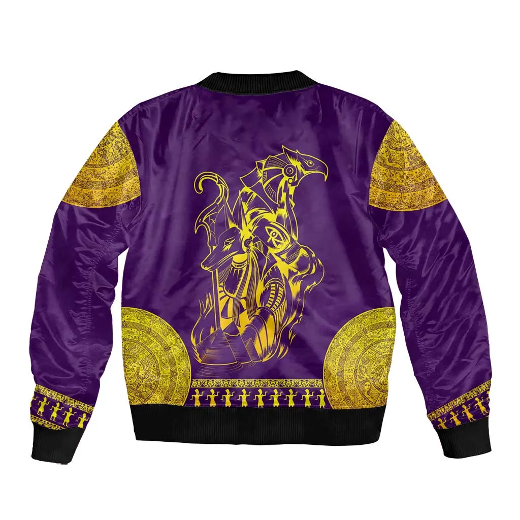 Anubis and Horus Bomber Jacket Egyptian God Purple DT02