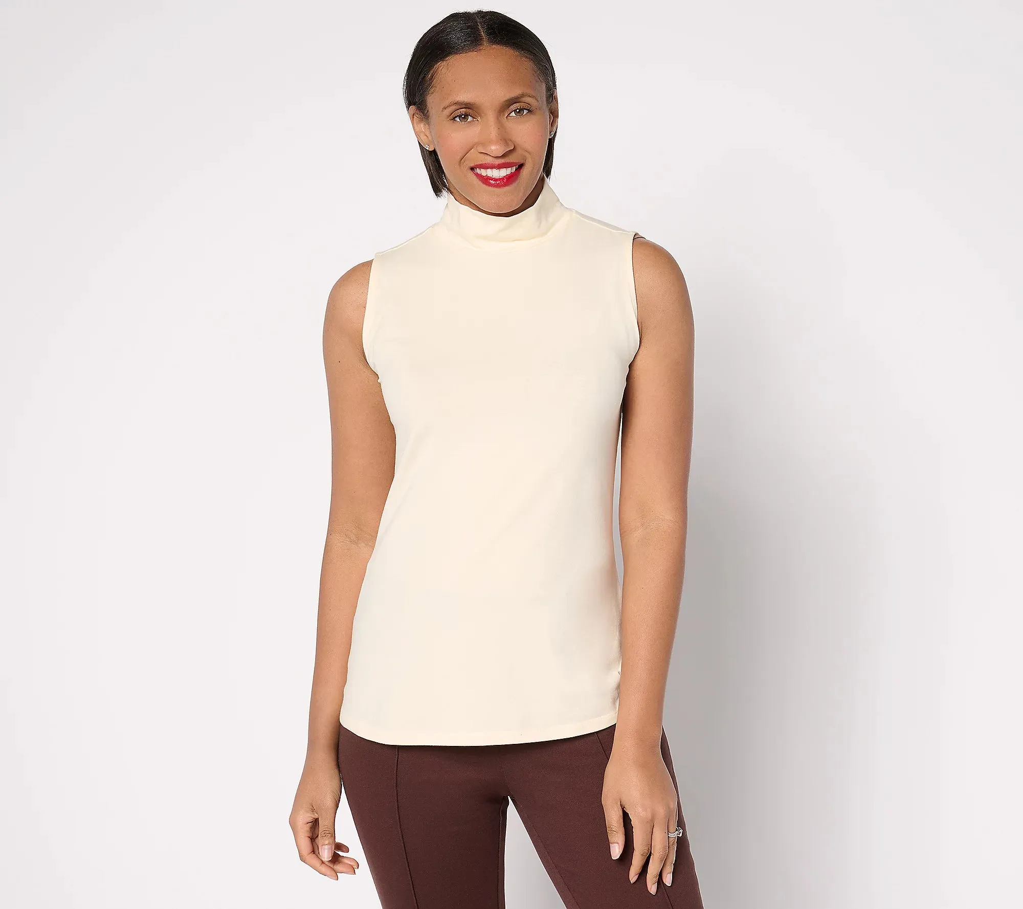 Attitudes by Renee Washed Cotton Mock Neck Top