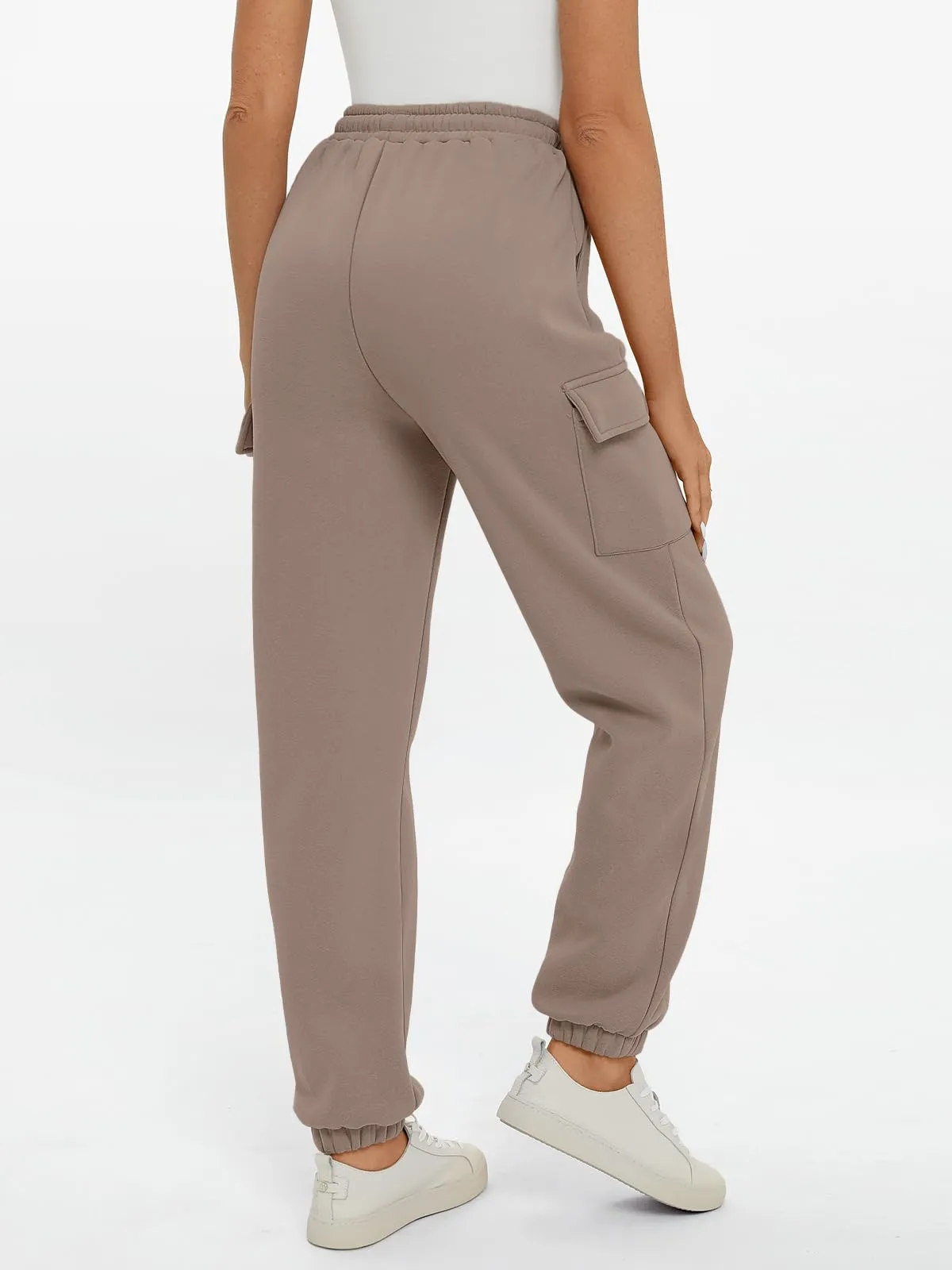 AUTOMET Womens Sweatpants Cargo Fleece Lined Baggy Athletic Jogger with Pockets 2024 Casual Trendy Pants Fall Outfits CoffeeGrey