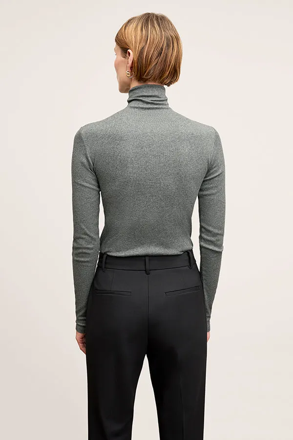 Axam Layering Turtleneck - Organic Ribbed Pima Cotton :: Charcoal