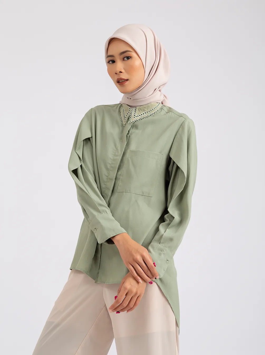 AYDA TOP PLAIN SAGE