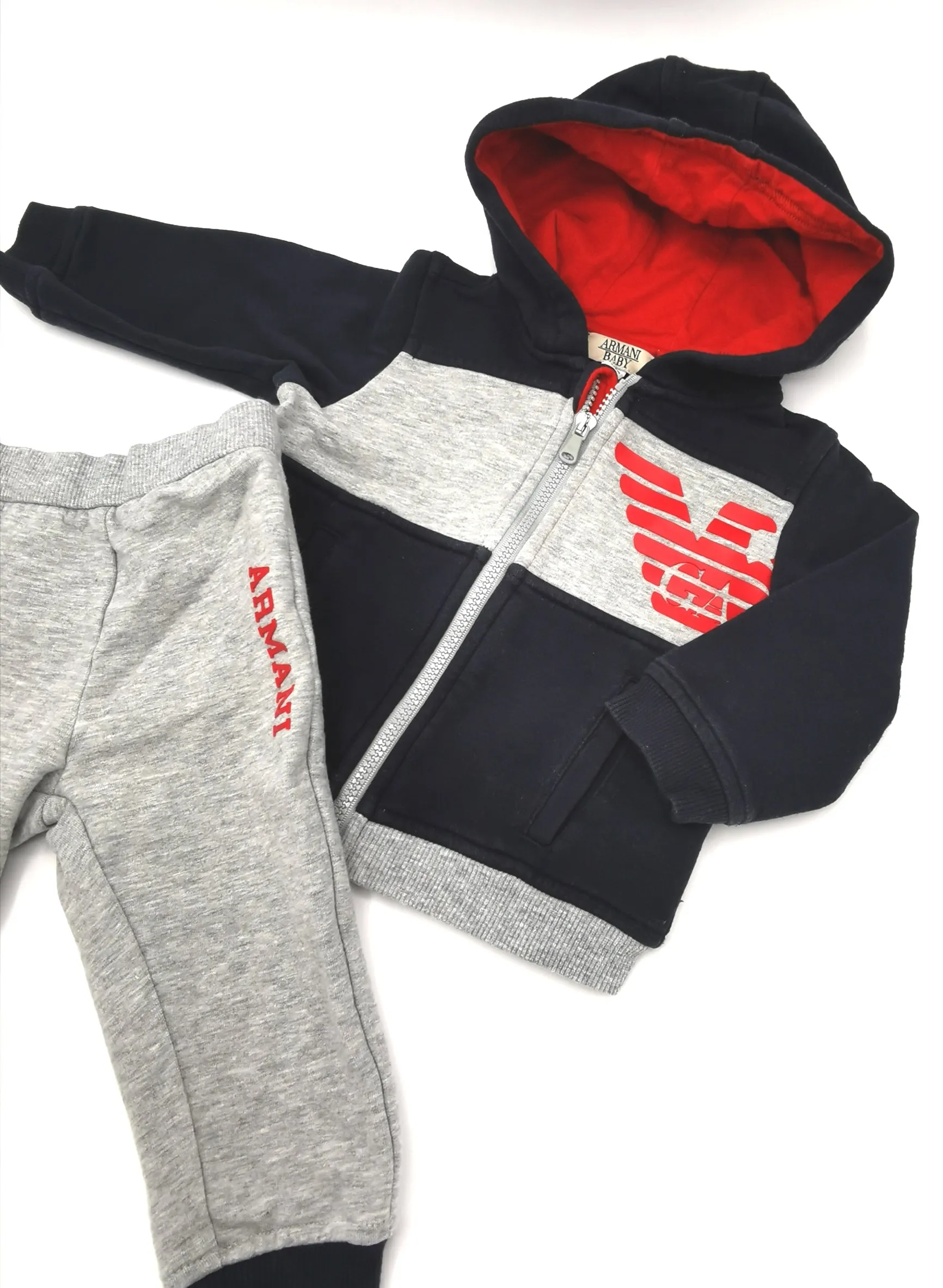 BABY BOY SIZE 6 MONTHS - BABY ARMANI, 2 Piece Matching Hoodie & Sweatpants EUC B24