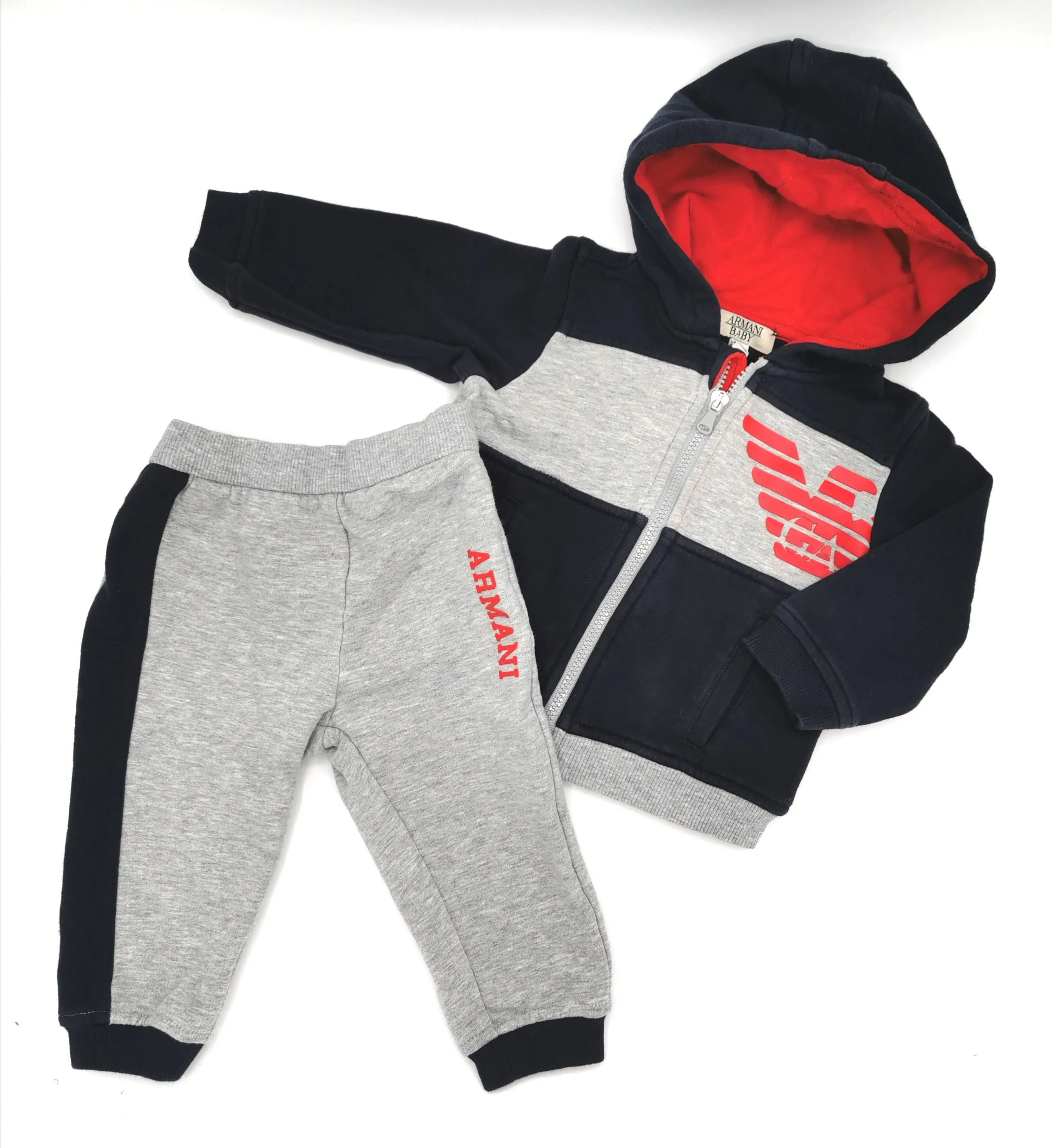 BABY BOY SIZE 6 MONTHS - BABY ARMANI, 2 Piece Matching Hoodie & Sweatpants EUC B24